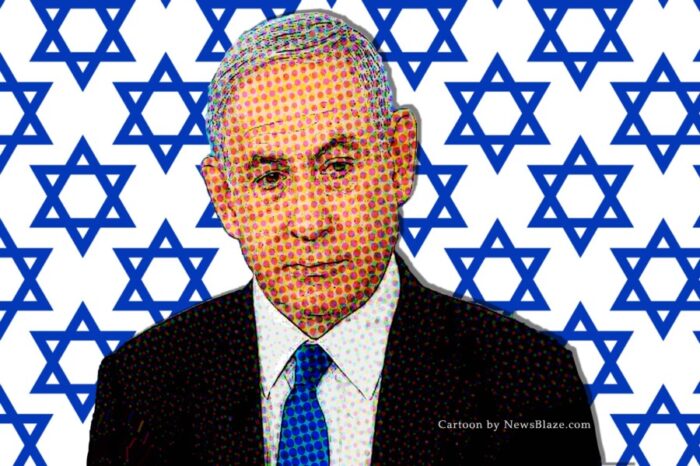 L’acte d’accusation de Benjamin Netanyahu. Dessin animé par NewsBlaze.com