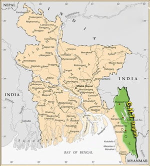 carte de la région de la paix de chittagong