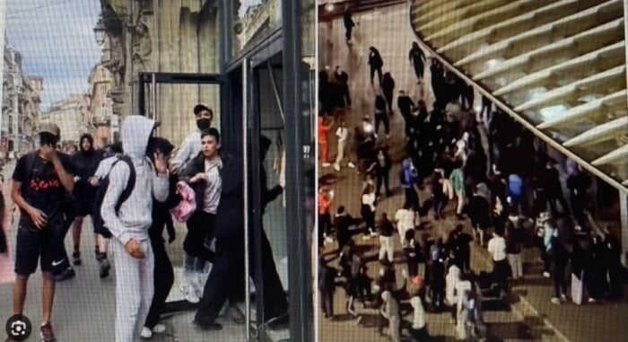 Les émeutiers pillent Louis Vuitton, Zara, magasins Nike, vitrine d’Apple Store à Paris, France-capture d’écran