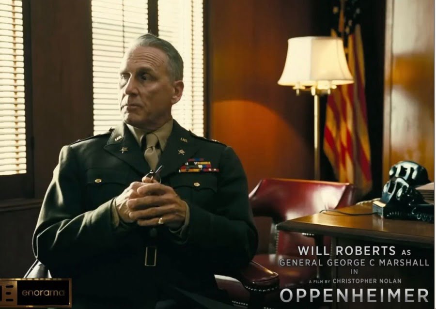Will Roberts dans le rôle du général George C. Marshall dans Oppenheimer.