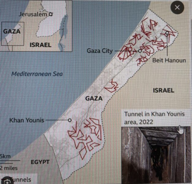 Le labyrinthe de tunnels Gaza-Hamas, symbole de l’hostilité islamo-arabe envers Israël - Carte : Forces de défense israéliennes